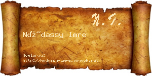 Nádassy Imre névjegykártya